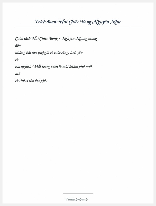 Trích đoạn Hai Chiếc Bóng Nguyên Như