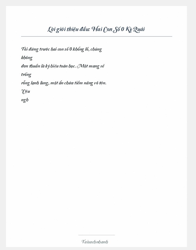 Trích đoạn Hai Con Số 0 Kỳ Quái