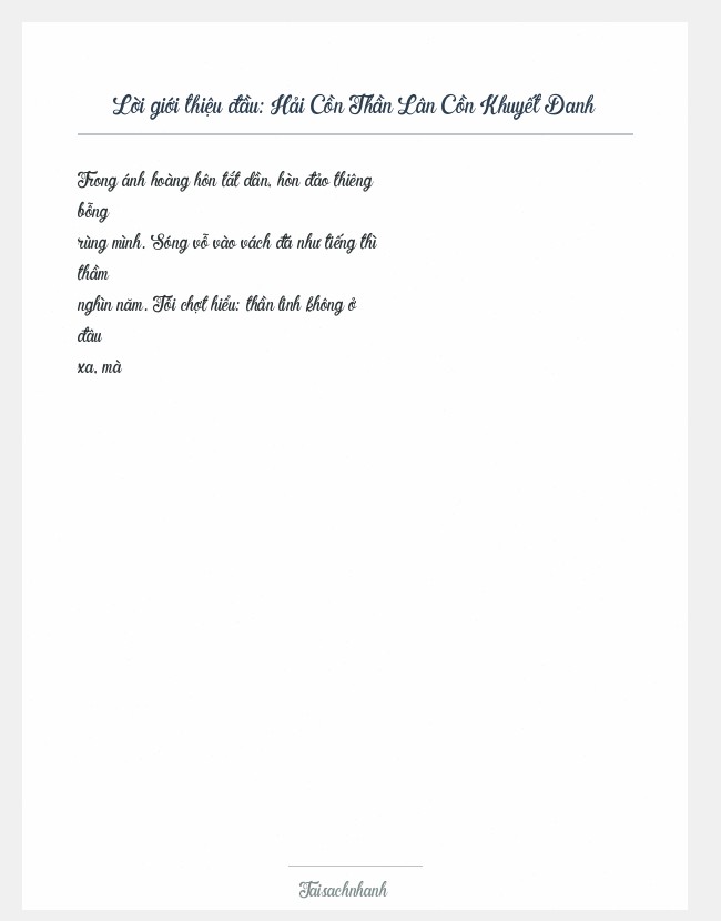 Trích đoạn Hải Cồn Thần Lân Cồn Khuyết Danh