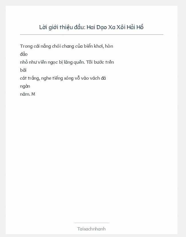 Trích đoạn Hai Dạo Xa Xôi Hải Hồ