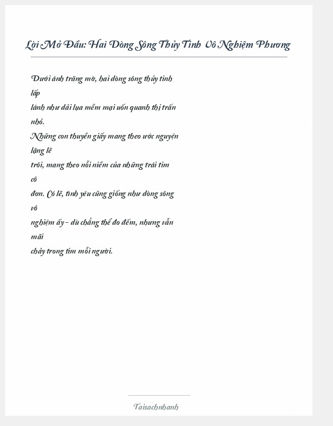 Trích đoạn Hai Dòng Sông Thủy Tinh Vô Nghiệm Phương