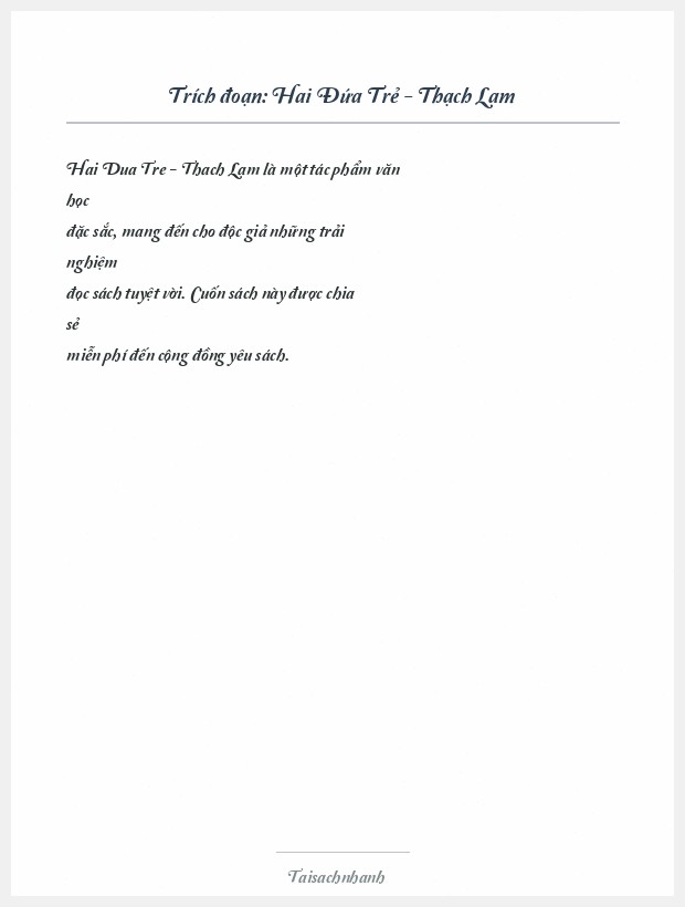 Trích đoạn Hai Đứa Trẻ - Thạch Lam
