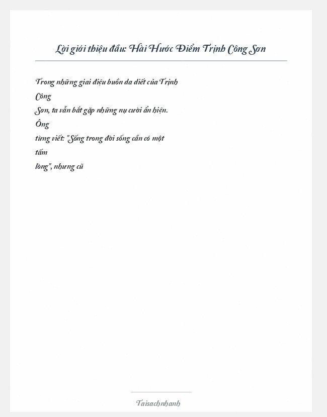 Trích đoạn Hài Hước Điểm Trịnh Công Sơn