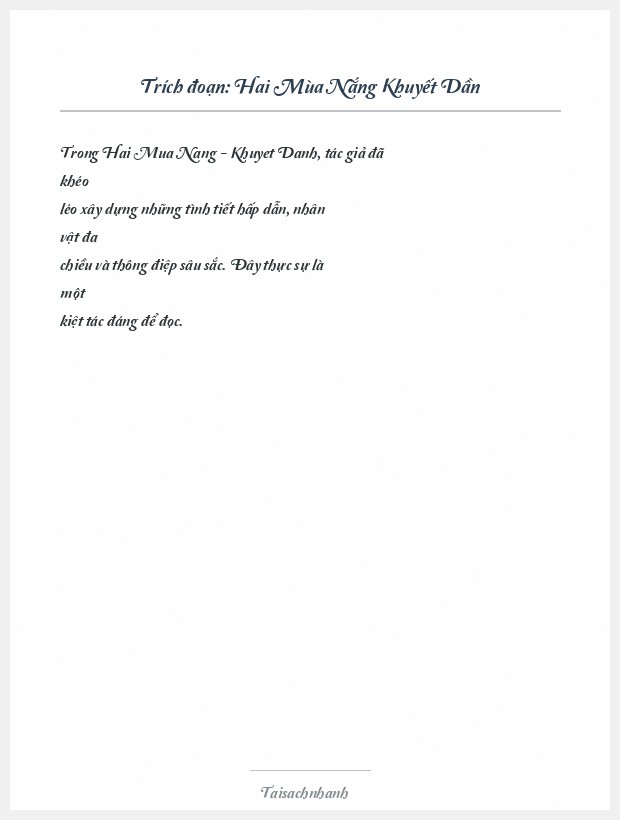 Trích đoạn Hai Mùa Nắng Khuyết Dần