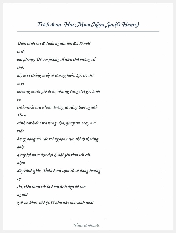 Trích đoạn Hai Muoi Nam Sau(O Henry)