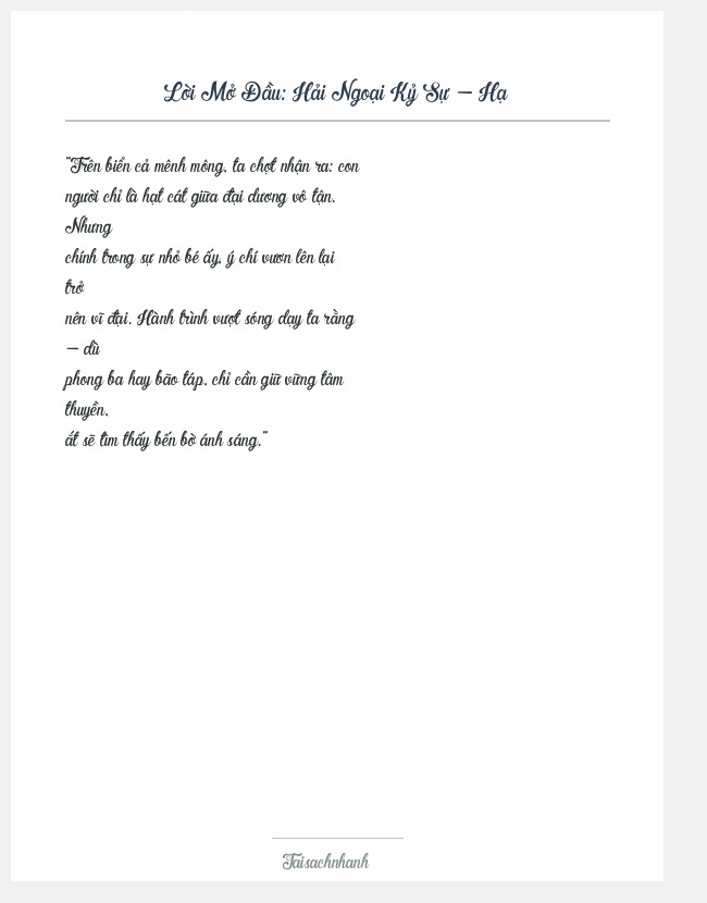 Trích đoạn Hải Ngoại Kỷ Sự - Hạ