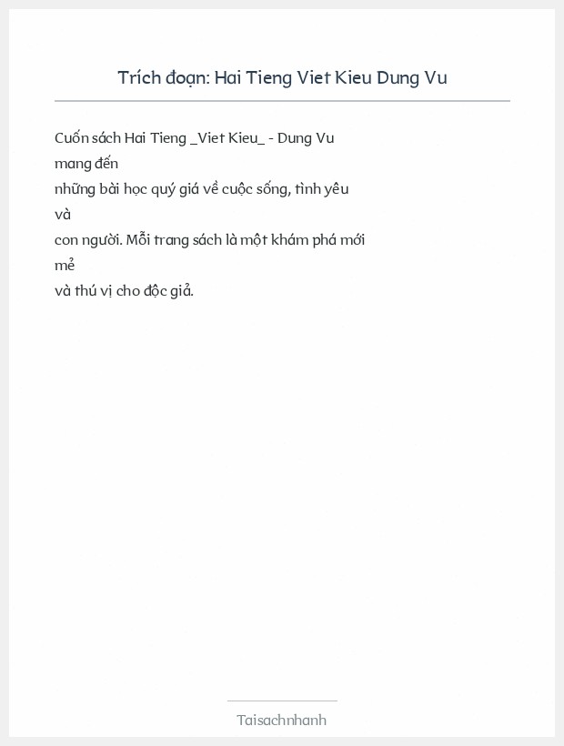 Trích đoạn Hai Tieng Viet Kieu Dung Vu