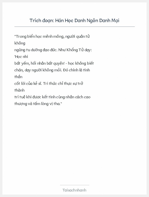 Trích đoạn Hán Học Danh Ngôn Danh Mại