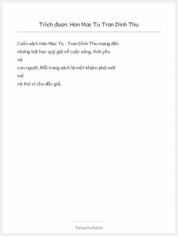 Trích đoạn Han Mac Tu Tran Dinh Thu