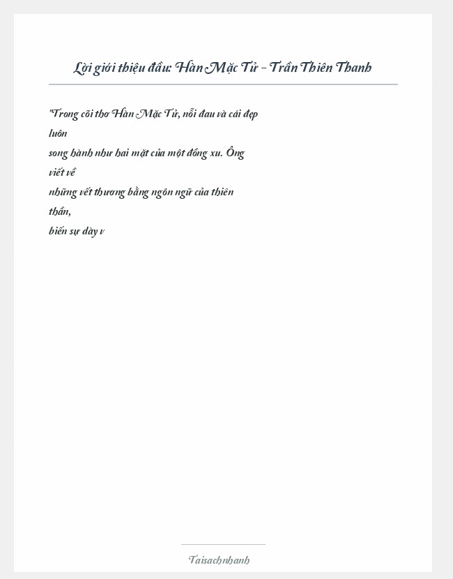 Trích đoạn Hàn Mặc Tử - Trần Thiên Thanh