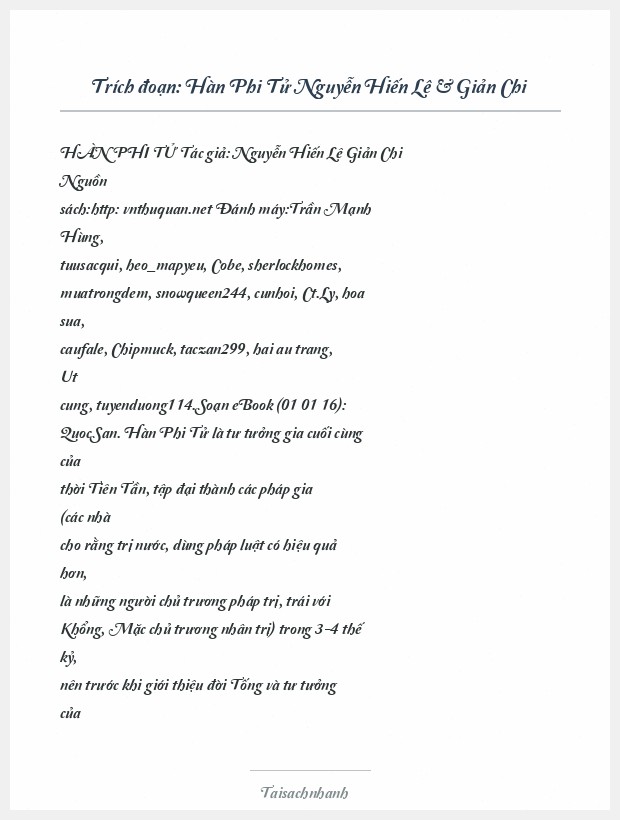 Trích đoạn Hàn Phi Tử Nguyễn Hiến Lê & Giản Chi