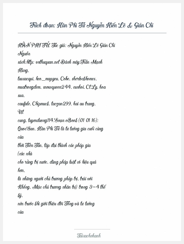 Trích đoạn Hàn Phi Tử Nguyễn Hiến Lê & Giản Chi