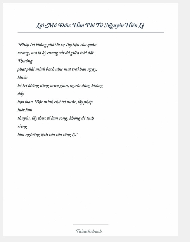 Trích đoạn Hàn Phi Tử Nguyên Hiến Lệ