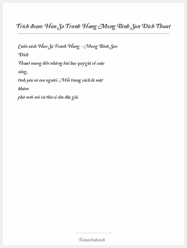 Trích đoạn Han So Tranh Hung Mong Binh Son Dich Thuat
