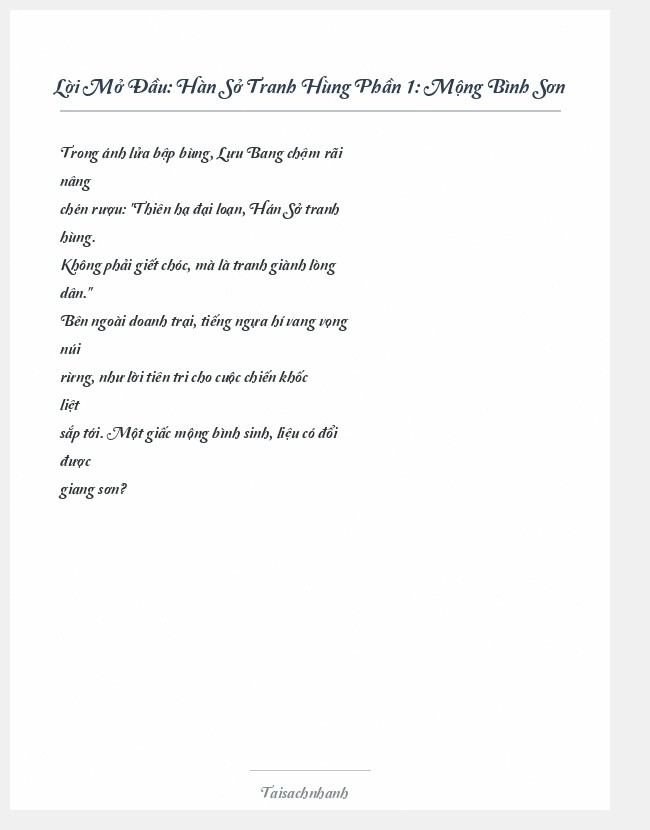 Trích đoạn Hàn Sở Tranh Hùng Phần 1: Mộng Bình Sơn