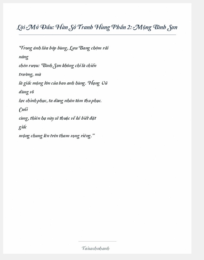 Trích đoạn Hàn Sở Tranh Hùng Phần 2: Mộng Bình Sơn