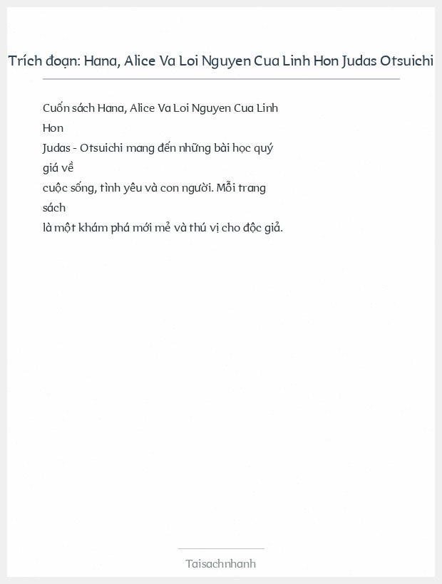 Trích đoạn Hana, Alice Va Loi Nguyen Cua Linh Hon Judas Otsuichi