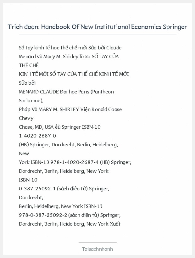 Trích đoạn Handbook Of New Institutional Economics Springer