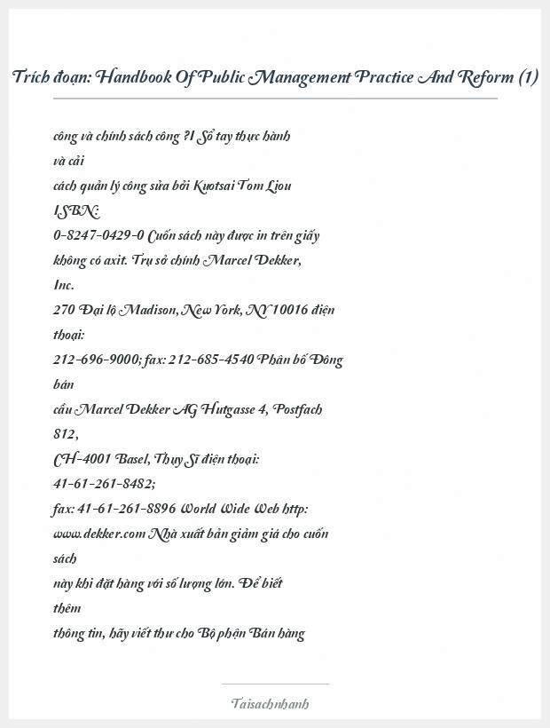 Trích đoạn Handbook Of Public Management Practice And Reform (1)