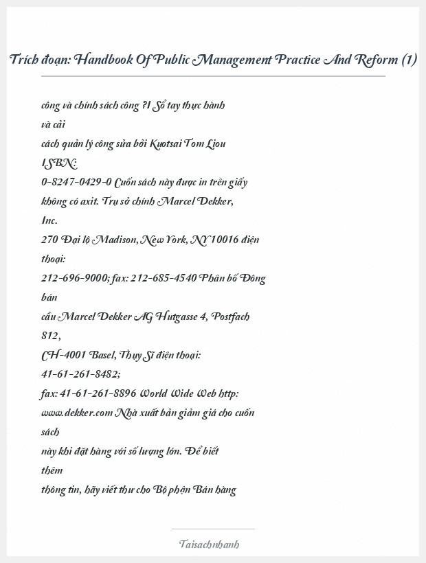 Trích đoạn Handbook Of Public Management Practice And Reform (1)