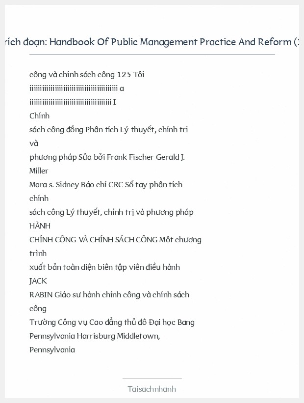 Trích đoạn Handbook Of Public Management Practice And Reform (3)