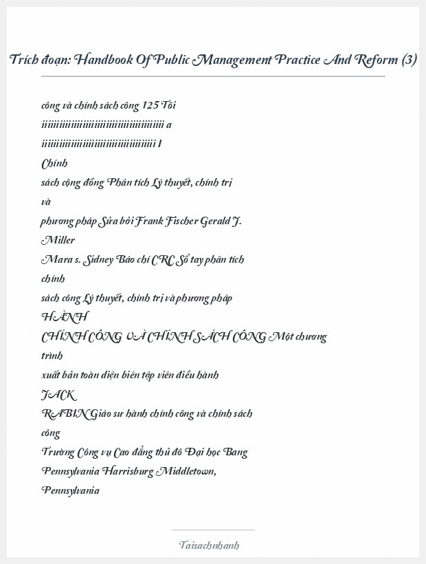 Trích đoạn Handbook Of Public Management Practice And Reform (3)