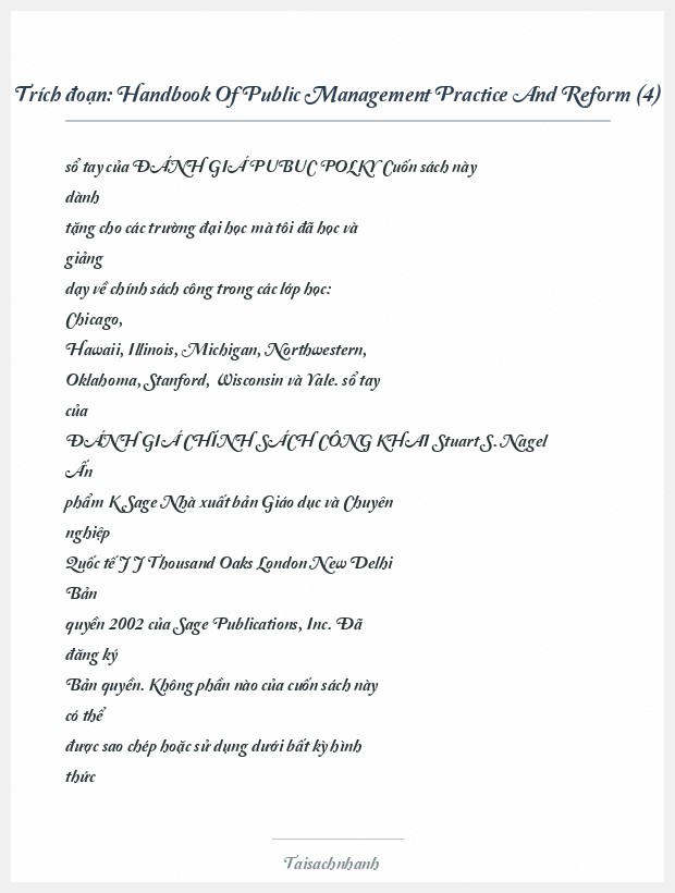 Trích đoạn Handbook Of Public Management Practice And Reform (4)