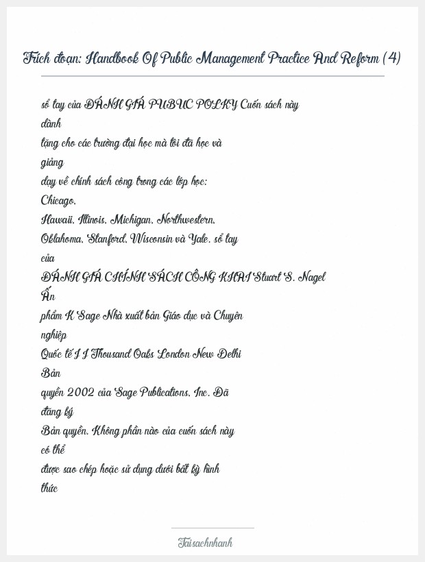 Trích đoạn Handbook Of Public Management Practice And Reform (4)