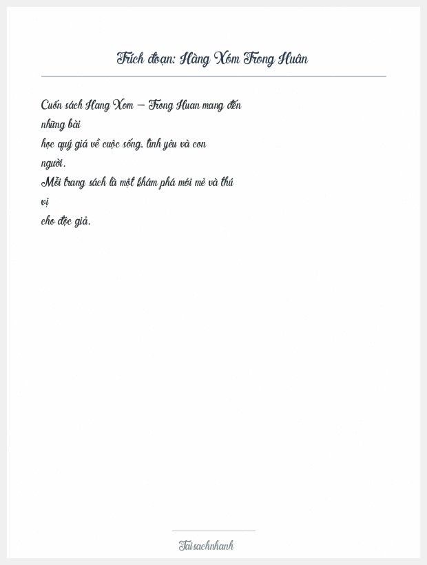 Trích đoạn Hàng Xóm Trong Huân