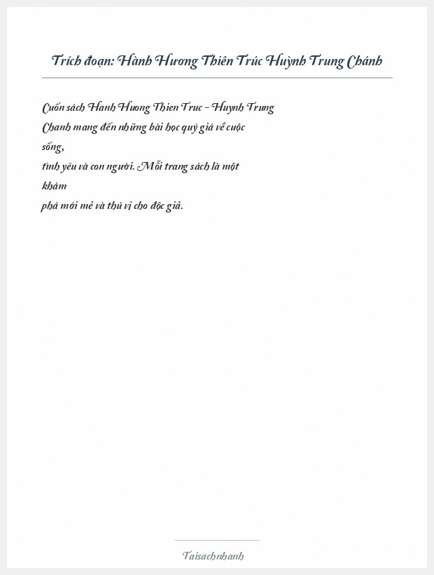 Trích đoạn Hành Hương Thiên Trúc Huỳnh Trung Chánh