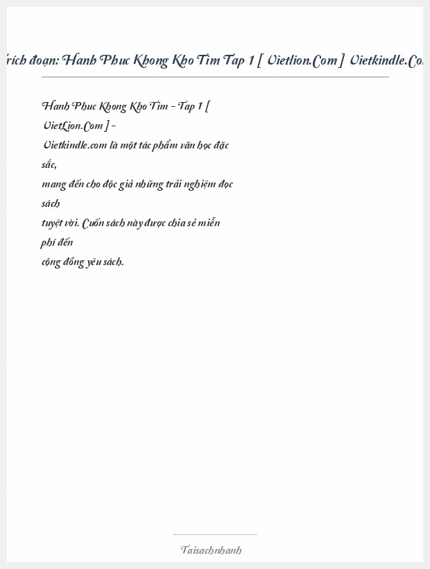 Trích đoạn Hanh Phuc Khong Kho Tim Tap 1 [ Vietlion.Com ] Vietkindle.Com