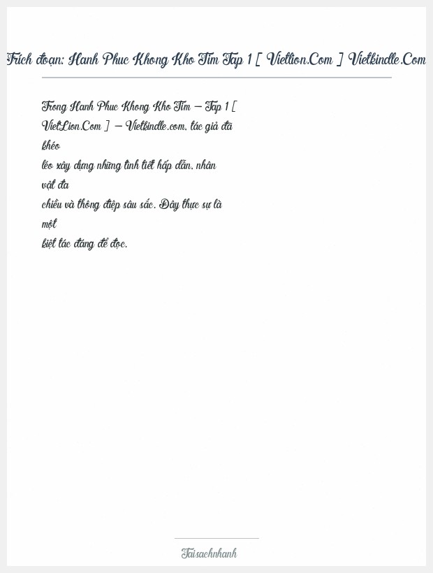 Trích đoạn Hanh Phuc Khong Kho Tim Tap 1 [ Vietlion.Com ] Vietkindle.Com