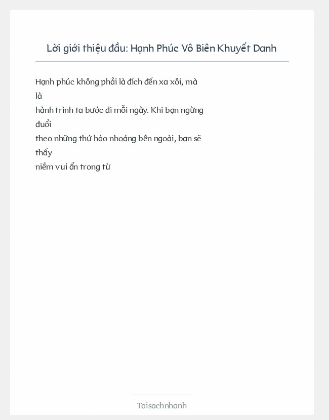 Trích đoạn Hạnh Phúc Vô Biên Khuyết Danh