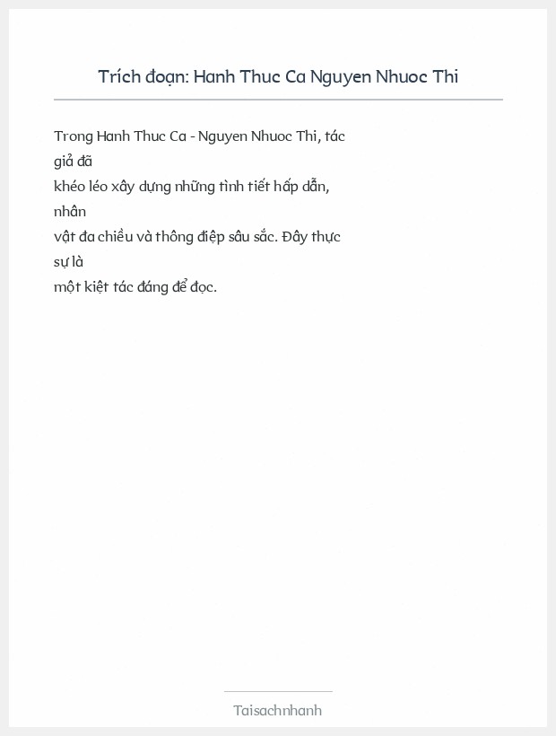 Trích đoạn Hanh Thuc Ca Nguyen Nhuoc Thi