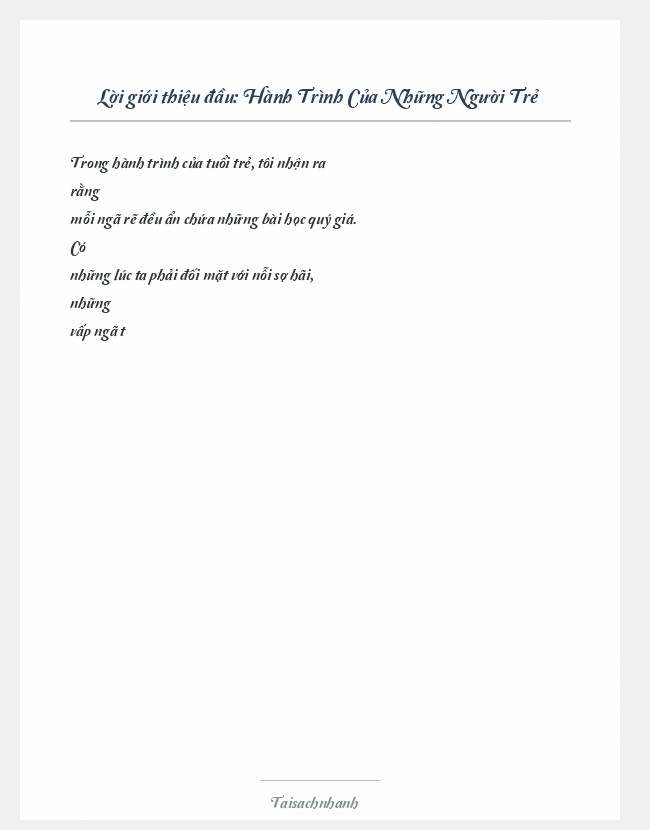 Trích đoạn Hành Trình Của Những Người Trẻ