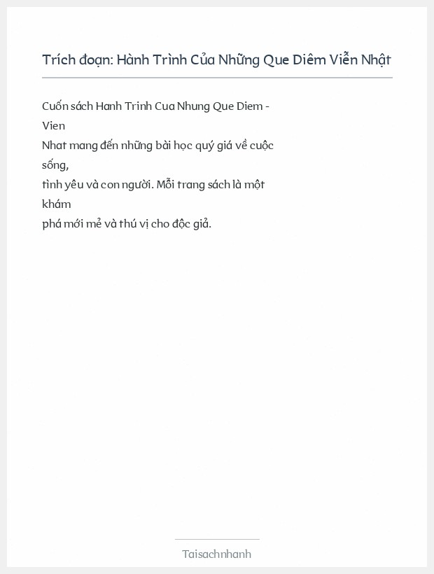 Trích đoạn Hành Trình Của Những Que Diêm Viễn Nhật