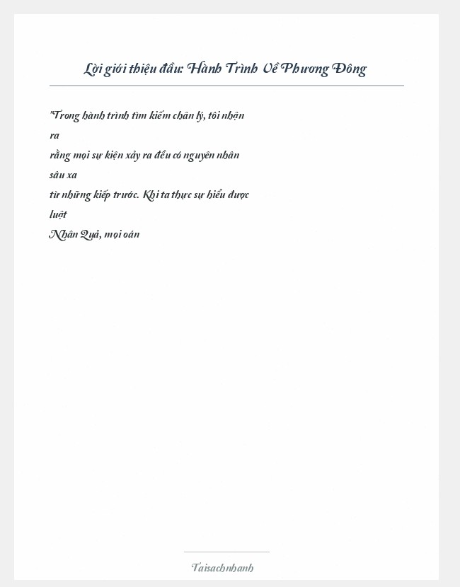 Trích đoạn Hành Trình Về Phương Đông