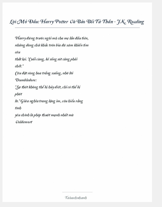 Trích đoạn Harry Potter Và Bảo Bối Tử Thần - J.K. Rowling