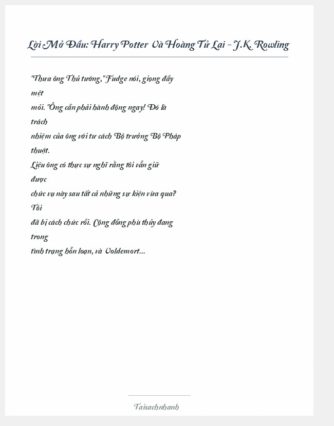 Trích đoạn Harry Potter Và Hoàng Tử Lai - J.K. Rowling