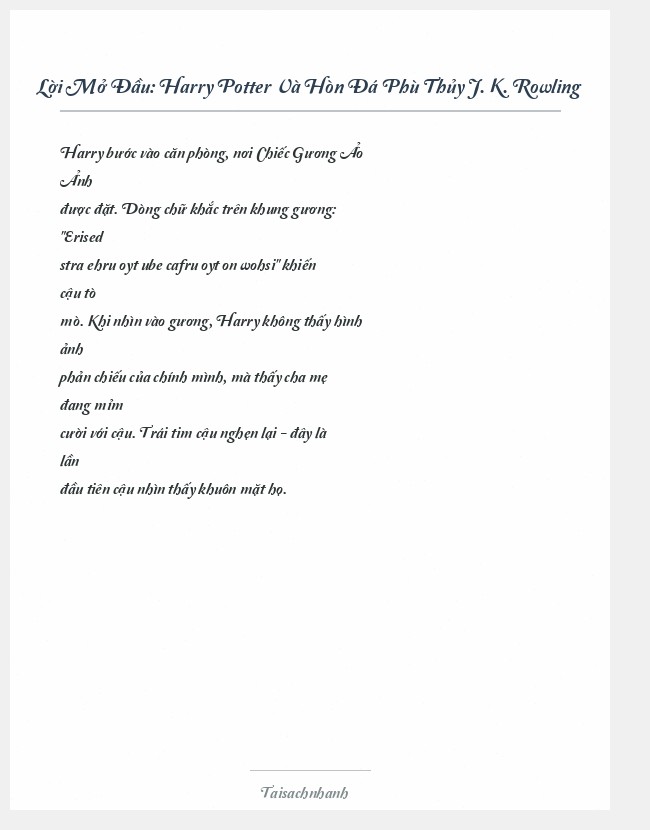 Trích đoạn Harry Potter Và Hòn Đá Phù Thủy J. K. Rowling