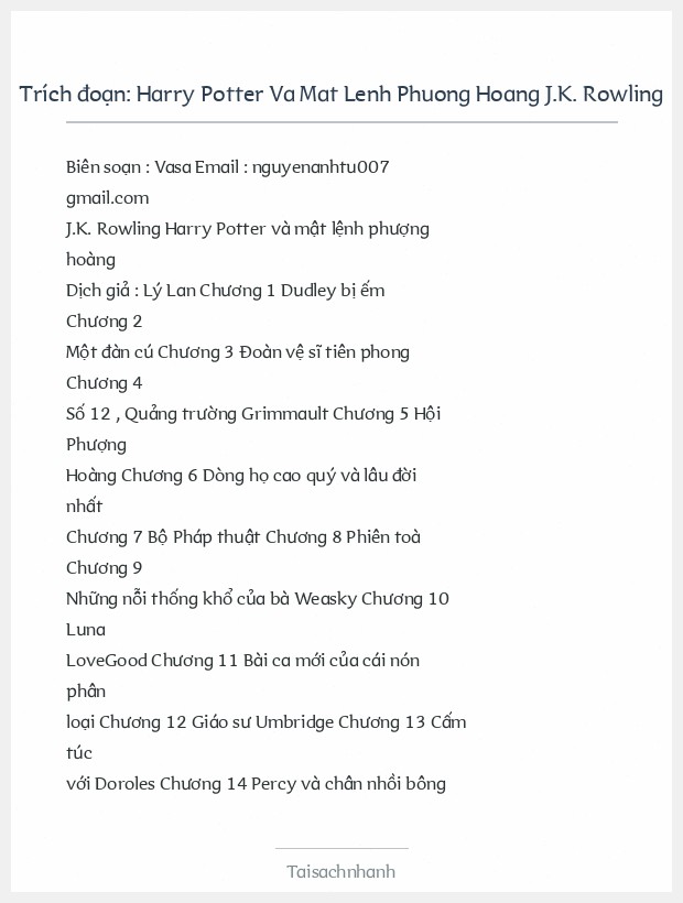Trích đoạn Harry Potter Va Mat Lenh Phuong Hoang J.K. Rowling