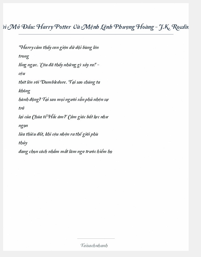Trích đoạn Harry Potter Và Mệnh Lệnh Phượng Hoàng - J.K. Rowling
