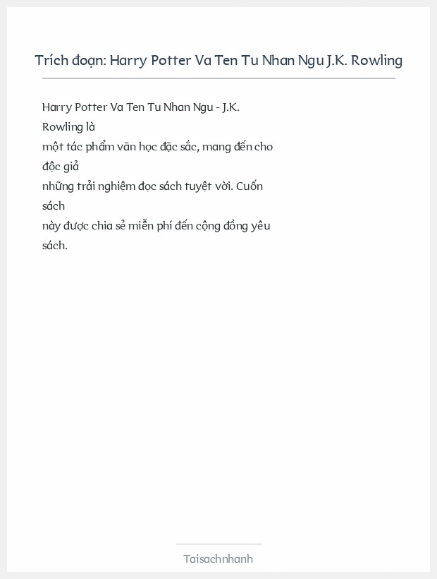 Trích đoạn Harry Potter Va Ten Tu Nhan Ngu J.K. Rowling