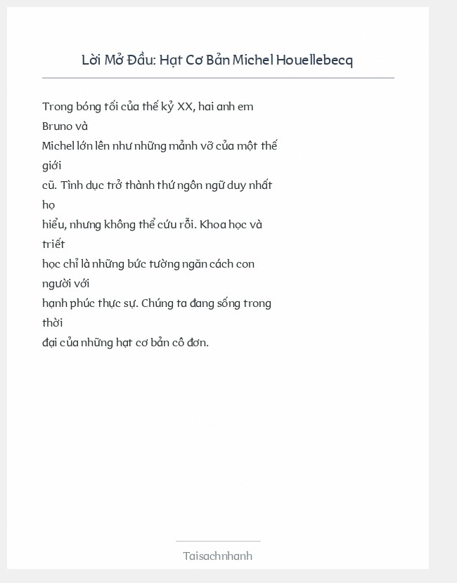 Trích đoạn Hạt Cơ Bản Michel Houellebecq