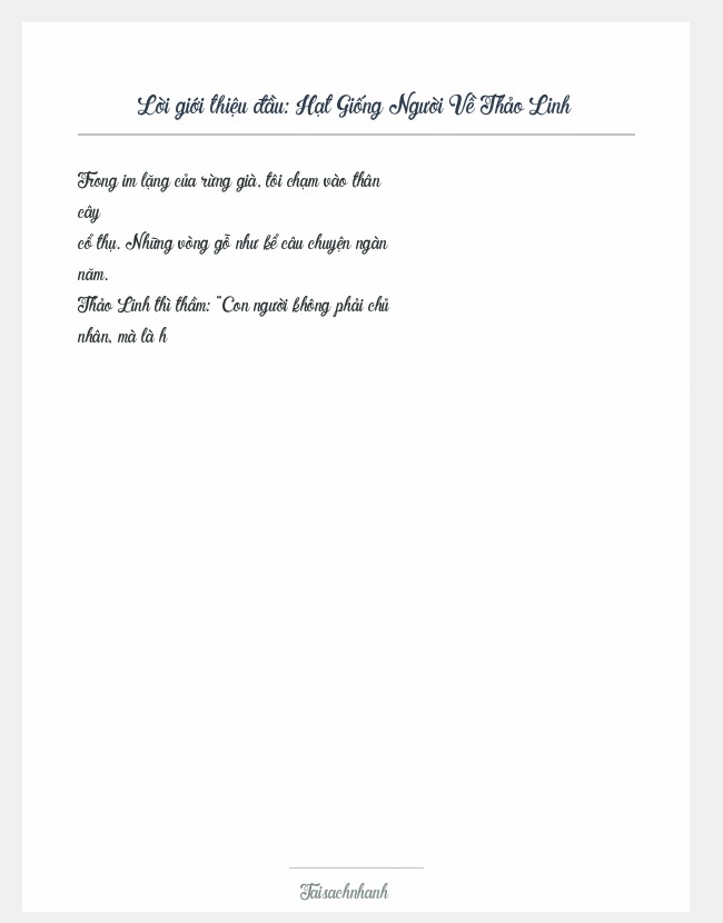 Trích đoạn Hạt Giống Người Về Thảo Linh