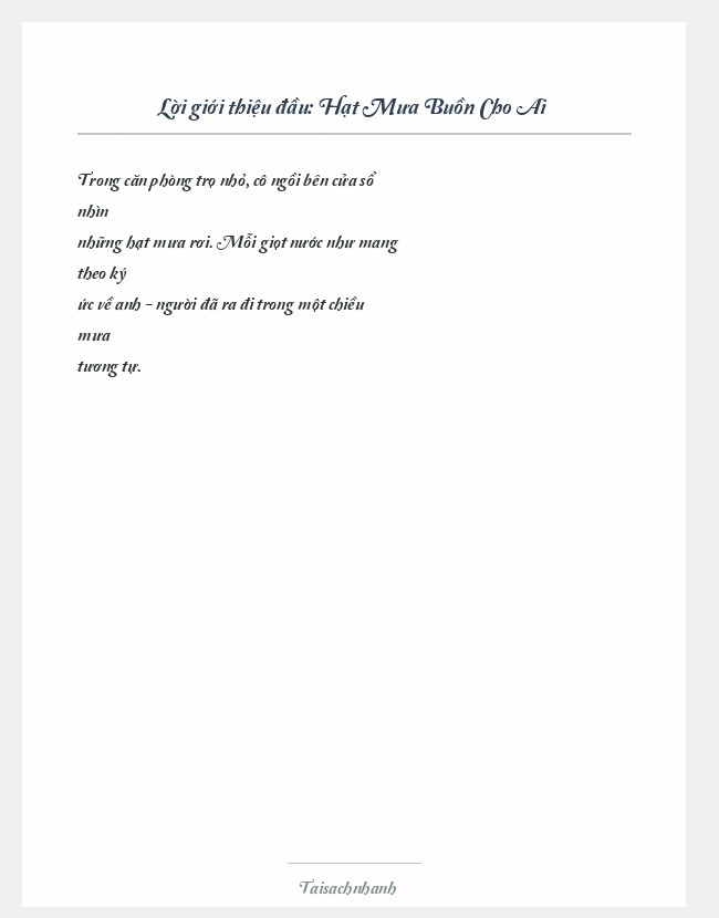 Trích đoạn Hạt Mưa Buồn Cho Ai