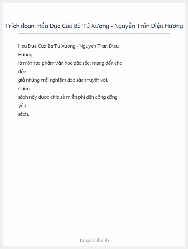 Trích đoạn Hầu Dục Của Bà Tú Xương - Nguyễn Trần Diệu Hương