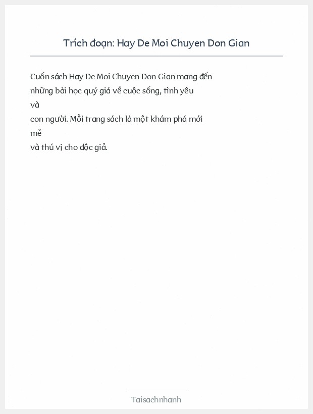 Trích đoạn Hay De Moi Chuyen Don Gian