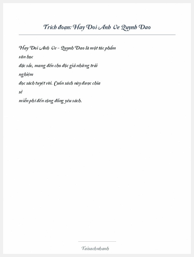 Trích đoạn Hay Doi Anh Ve Quynh Dao