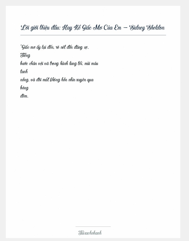Trích đoạn Hay Kể Giấc Mơ Của Em - Sidney Sheldon